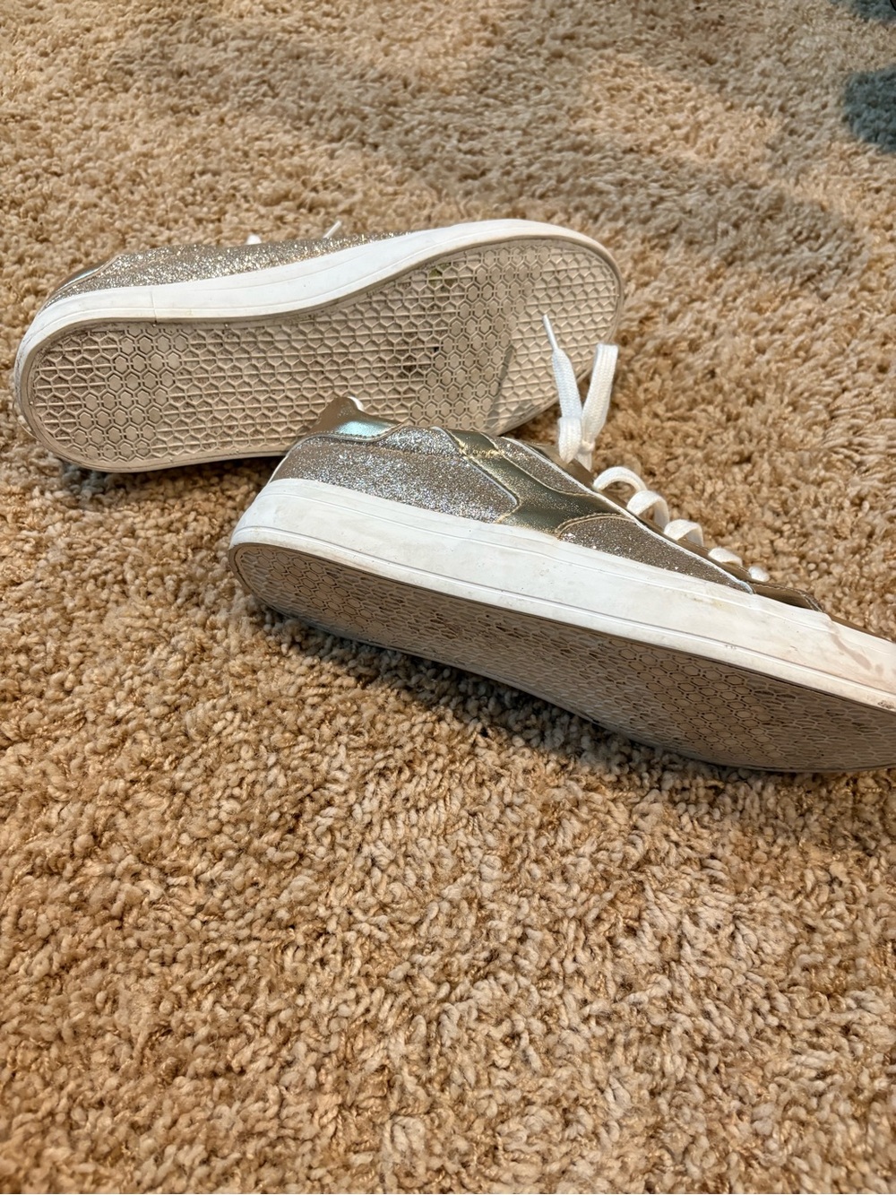 Sugar Metallic Gold Glitter Lace-Up Women's Sneakers - Picture 4 of 4